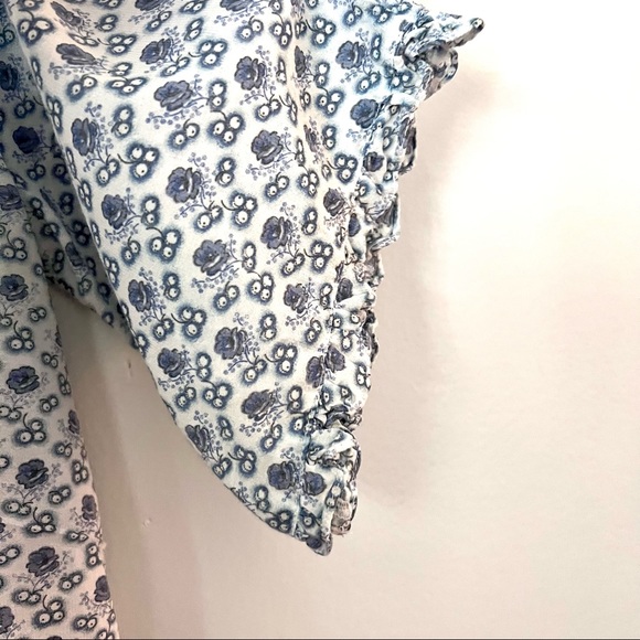 APRIL CORNELL Floral Blue and White Short Sleeve Tunic Top Women’s Size Medium - Picture 6 of 11